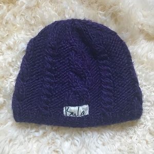 Bula Purple Cable Knit Beanie Fleece Lining